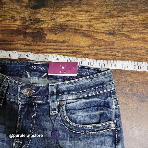 Vigoss Jeans 2 Heritage Fit Capri Mid Rise Thick Stitch Legacy Stretch Denim - Picture 7 of 13